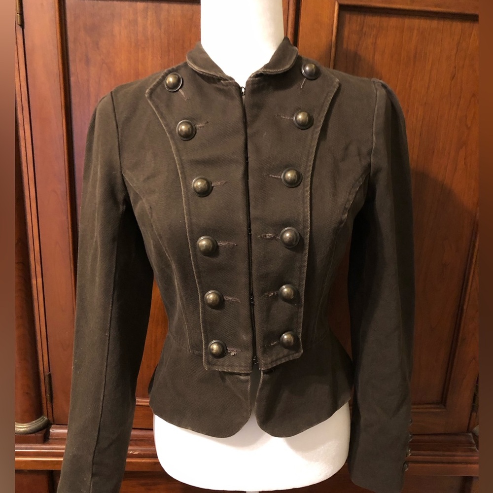 Vintage Jacket Blazer Jacket by Debbie Shuchat 100% Cotton in Brown, Size 4
